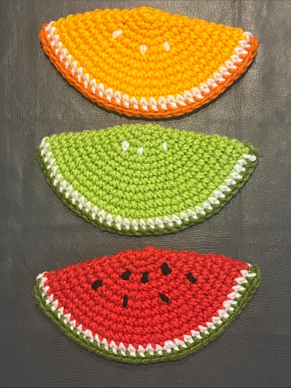 Fruit Theme Crochet Hot Pads Pot Holders Watermelon Orange Lime